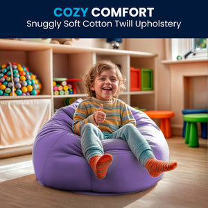 English Elm Dillon Refillable Bean Bag Chair for Kids and Teens - Comfy, Durable, Easy-Clean Fun Seating Option Purple DG-BEAN-SMALL-SOLID-PUR-GG