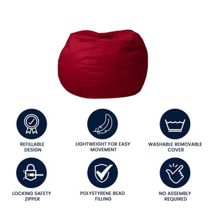 English Elm Dillon Refillable Bean Bag Chair for Kids and Teens - Comfy, Durable, Easy-Clean Fun Seating Option Red DG-BEAN-SMALL-SOLID-RED-GG