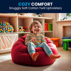 English Elm Dillon Refillable Bean Bag Chair for Kids and Teens - Comfy, Durable, Easy-Clean Fun Seating Option Red DG-BEAN-SMALL-SOLID-RED-GG