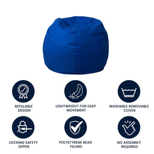 English Elm Dillon Refillable Bean Bag Chair for Kids and Teens - Comfy, Durable, Easy-Clean Fun Seating Option Royal Blue DG-BEAN-SMALL-SOLID-ROYBL-GG