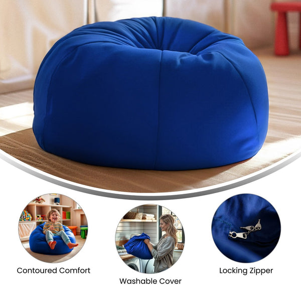 English Elm Dillon Refillable Bean Bag Chair for Kids and Teens - Comfy, Durable, Easy-Clean Fun Seating Option Royal Blue DG-BEAN-SMALL-SOLID-ROYBL-GG