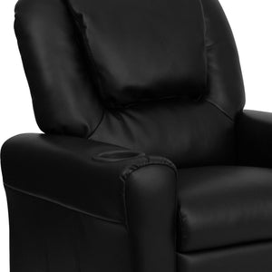English Elm Vana Cozy Kids Recliner with Cup Holder, Headrest & Safety Features - Perfect for Playtime & Relaxation Black LeatherSoft DG-ULT-KID-BK-GG