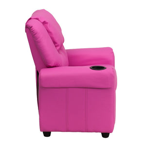 English Elm Vana Cozy Kids Recliner with Cup Holder, Headrest & Safety Features - Perfect for Playtime & Relaxation Hot Pink Vinyl DG-ULT-KID-HOT-PINK-GG