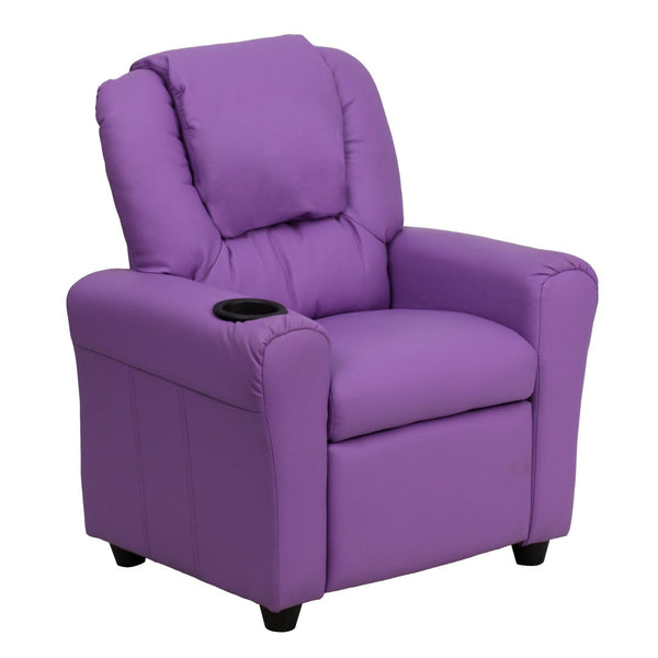 English Elm Vana Cozy Kids Recliner with Cup Holder, Headrest & Safety Features - Perfect for Playtime & Relaxation Lavender Vinyl DG-ULT-KID-LAV-GG