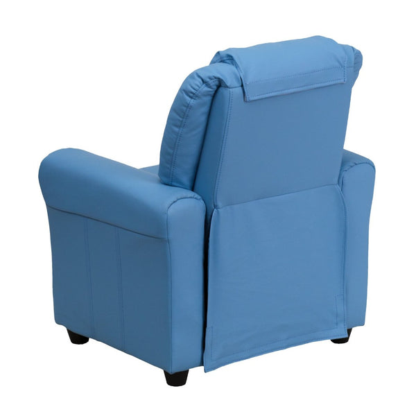 English Elm Vana Cozy Kids Recliner with Cup Holder, Headrest & Safety Features - Perfect for Playtime & Relaxation Light Blue Vinyl DG-ULT-KID-LTBLUE-GG