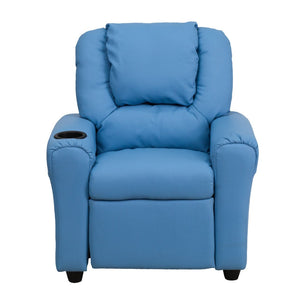 English Elm Vana Cozy Kids Recliner with Cup Holder, Headrest & Safety Features - Perfect for Playtime & Relaxation Light Blue Vinyl DG-ULT-KID-LTBLUE-GG
