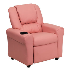 English Elm Vana Cozy Kids Recliner with Cup Holder, Headrest & Safety Features - Perfect for Playtime & Relaxation Pink Vinyl DG-ULT-KID-PINK-GG
