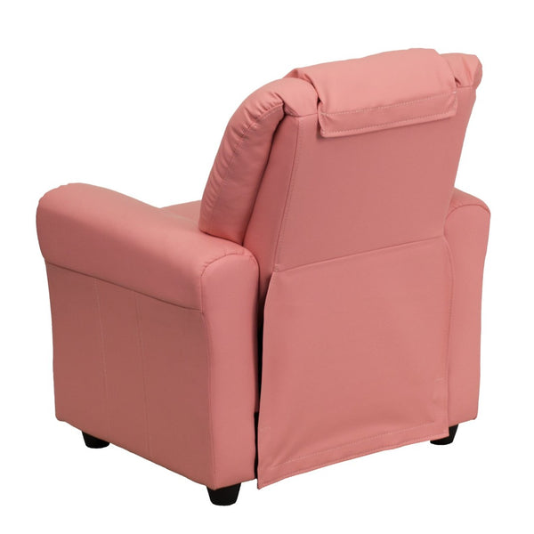 English Elm Vana Cozy Kids Recliner with Cup Holder, Headrest & Safety Features - Perfect for Playtime & Relaxation Pink Vinyl DG-ULT-KID-PINK-GG