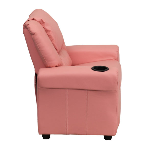English Elm Vana Cozy Kids Recliner with Cup Holder, Headrest & Safety Features - Perfect for Playtime & Relaxation Pink Vinyl DG-ULT-KID-PINK-GG