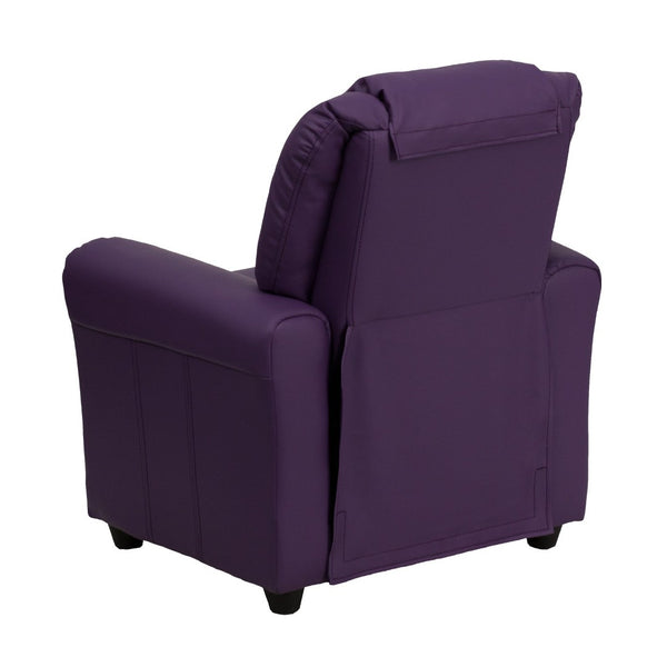 English Elm Vana Cozy Kids Recliner with Cup Holder, Headrest & Safety Features - Perfect for Playtime & Relaxation Purple Vinyl DG-ULT-KID-PUR-GG
