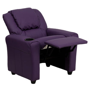 English Elm Vana Cozy Kids Recliner with Cup Holder, Headrest & Safety Features - Perfect for Playtime & Relaxation Purple Vinyl DG-ULT-KID-PUR-GG