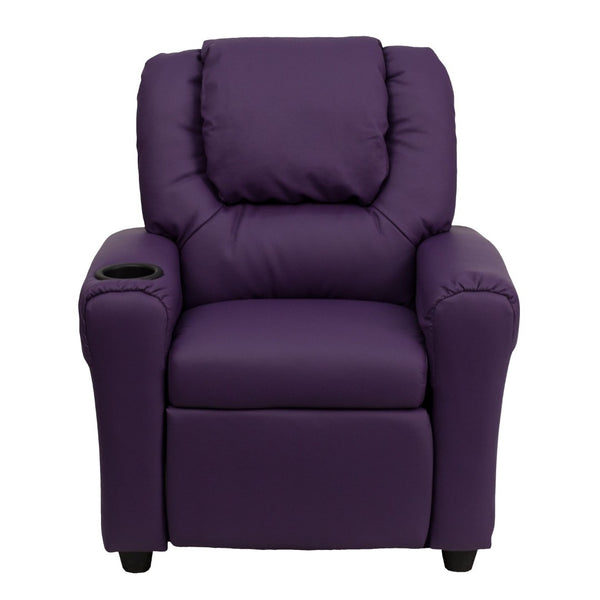English Elm Vana Cozy Kids Recliner with Cup Holder, Headrest & Safety Features - Perfect for Playtime & Relaxation Purple Vinyl DG-ULT-KID-PUR-GG