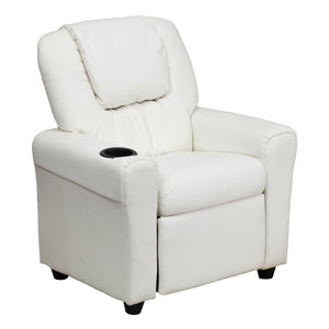 English Elm Vana Cozy Kids Recliner with Cup Holder, Headrest & Safety Features - Perfect for Playtime & Relaxation White Vinyl DG-ULT-KID-WHITE-GG