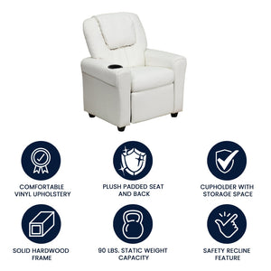 English Elm Vana Cozy Kids Recliner with Cup Holder, Headrest & Safety Features - Perfect for Playtime & Relaxation White Vinyl DG-ULT-KID-WHITE-GG