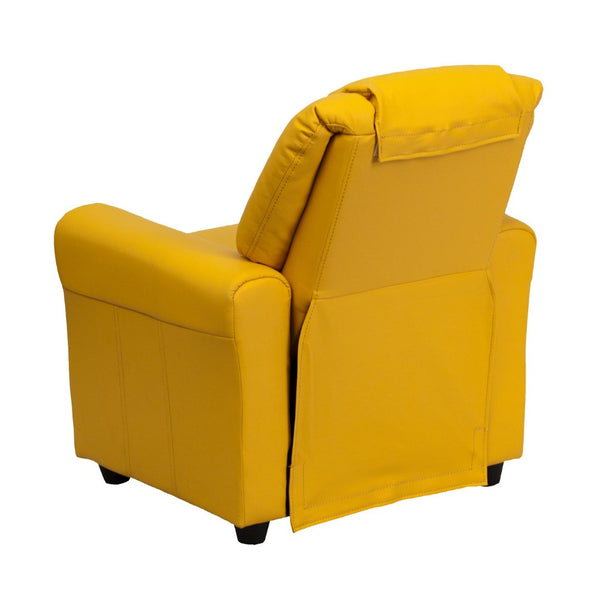 English Elm Vana Cozy Kids Recliner with Cup Holder, Headrest & Safety Features - Perfect for Playtime & Relaxation Yellow Vinyl DG-ULT-KID-YEL-GG