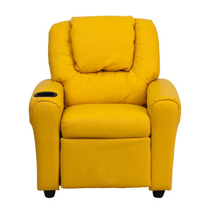 English Elm Vana Cozy Kids Recliner with Cup Holder, Headrest & Safety Features - Perfect for Playtime & Relaxation Yellow Vinyl DG-ULT-KID-YEL-GG