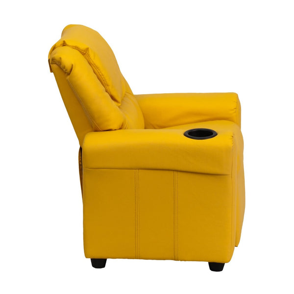 English Elm Vana Cozy Kids Recliner with Cup Holder, Headrest & Safety Features - Perfect for Playtime & Relaxation Yellow Vinyl DG-ULT-KID-YEL-GG