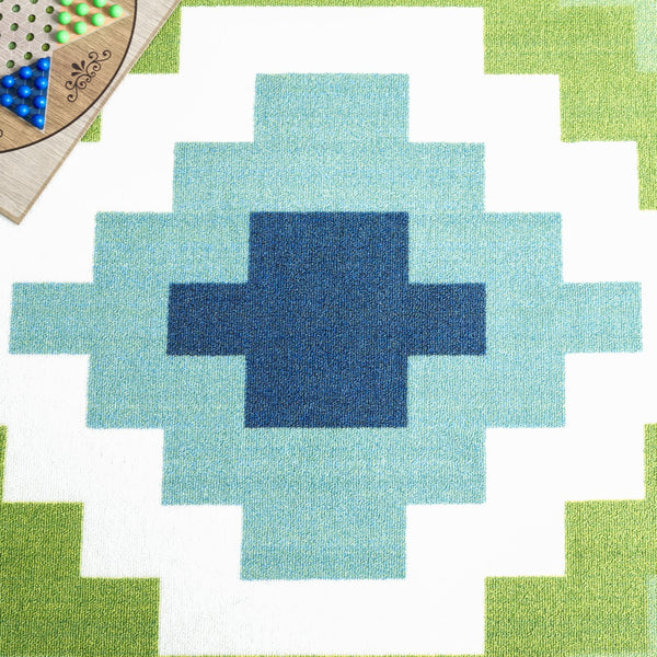 Safavieh Digital Modern Area Rug - Geometric Design In Vibrant Blue And Green, Soft & Durable For Home Decor Blue ,Green Polyamide Dga100m-4