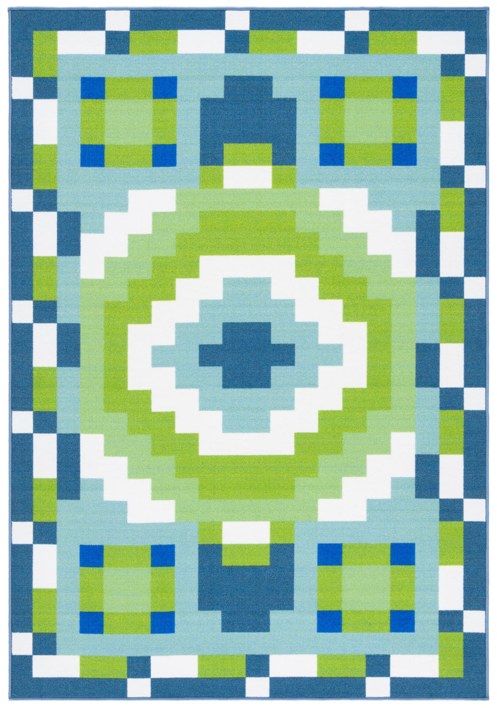 Safavieh Digital Modern Area Rug - Geometric Design In Vibrant Blue And Green, Soft & Durable For Home Decor Blue ,Green Polyamide Dga100m-4