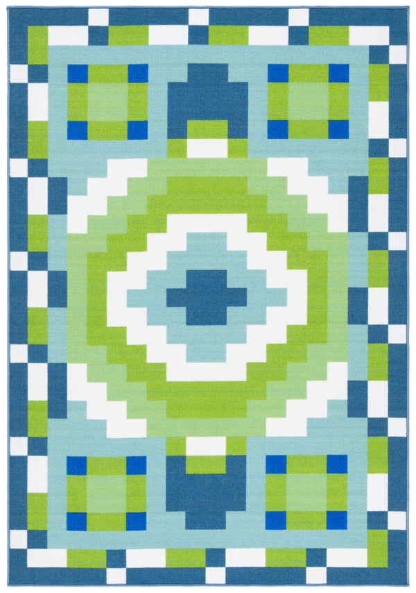 Safavieh Digital Modern Area Rug - Geometric Design In Vibrant Blue And Green, Soft & Durable For Home Decor Blue ,Green Polyamide Dga100m-4