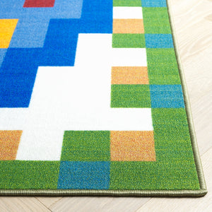 Safavieh Digital Modern Power Loomed Area Rug – Stylish Geometric Design In Bold Colors For Any Space Blue ,Orange Polyamide Dga101m-4