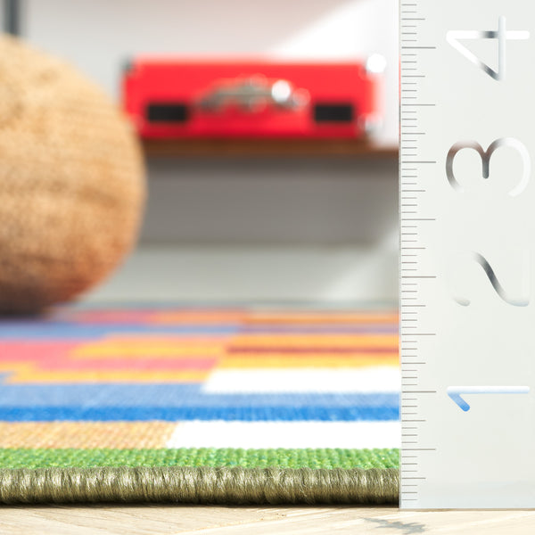 Safavieh Digital Modern Power Loomed Area Rug – Stylish Geometric Design In Bold Colors For Any Space Blue ,Orange Polyamide Dga101m-4