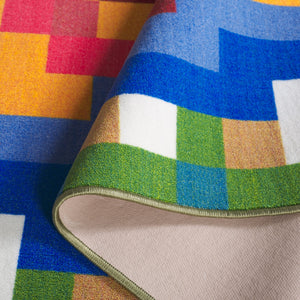 Safavieh Digital Modern Power Loomed Area Rug – Stylish Geometric Design In Bold Colors For Any Space Blue ,Orange Polyamide Dga101m-4