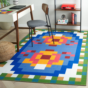 Safavieh Digital Modern Power Loomed Area Rug – Stylish Geometric Design In Bold Colors For Any Space Blue ,Orange Polyamide Dga101m-4