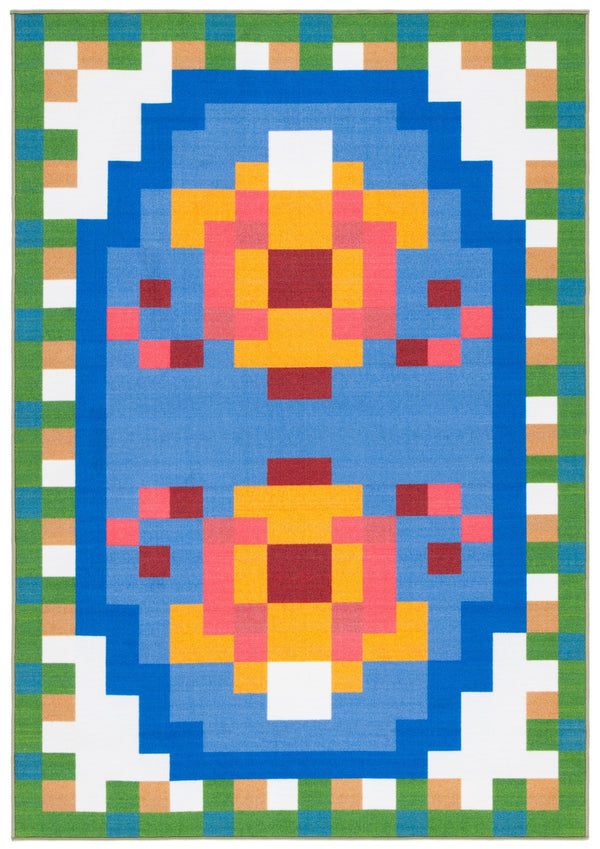 Safavieh Digital Modern Power Loomed Area Rug – Stylish Geometric Design In Bold Colors For Any Space Blue ,Orange Polyamide Dga101m-4