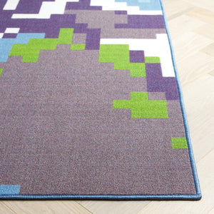 Safavieh Digital Contemporary Area Rug – Stunning Blue And Purple Pixelated Mountain Design For Modern Spaces Blue ,Purple Polyamide Dga102m-5