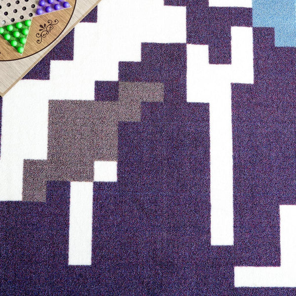 Safavieh Digital Contemporary Area Rug – Stunning Blue And Purple Pixelated Mountain Design For Modern Spaces Blue ,Purple Polyamide Dga102m-5