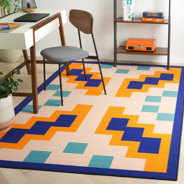 Safavieh Digital Area Rug – Geometric Charm In Vibrant Orange And Purple Hues With Durable Comfort Design Orange ,Purple Polyamide Dga103p-4