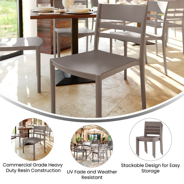 English Elm Bridgeport Indoor-Outdoor Stacking Chair - Durable, Weather-Resistant Design for Commercial Spaces Gray DHF-317-APP-GRY-GG