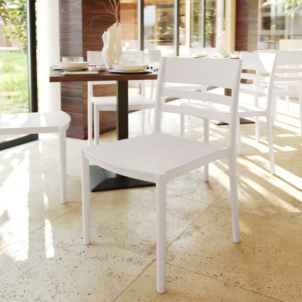 English Elm Bridgeport Indoor-Outdoor Stacking Chair - Durable, Weather-Resistant Design for Commercial Spaces White DHF-317-APP-WH-GG