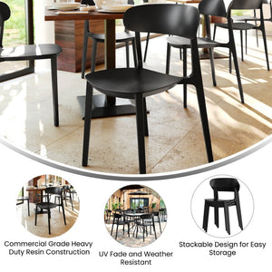 English Elm Dover Indoor-Outdoor Stacking Patio Chair – Durable, Ergonomic, All-Weather Seating for Any Space Black DHF-340-APP-BLK-GG