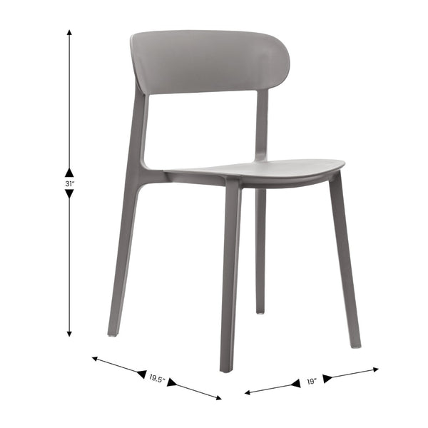 English Elm Dover Indoor-Outdoor Stacking Patio Chair – Durable, Ergonomic, All-Weather Seating for Any Space Gray DHF-340-APP-GRY-GG