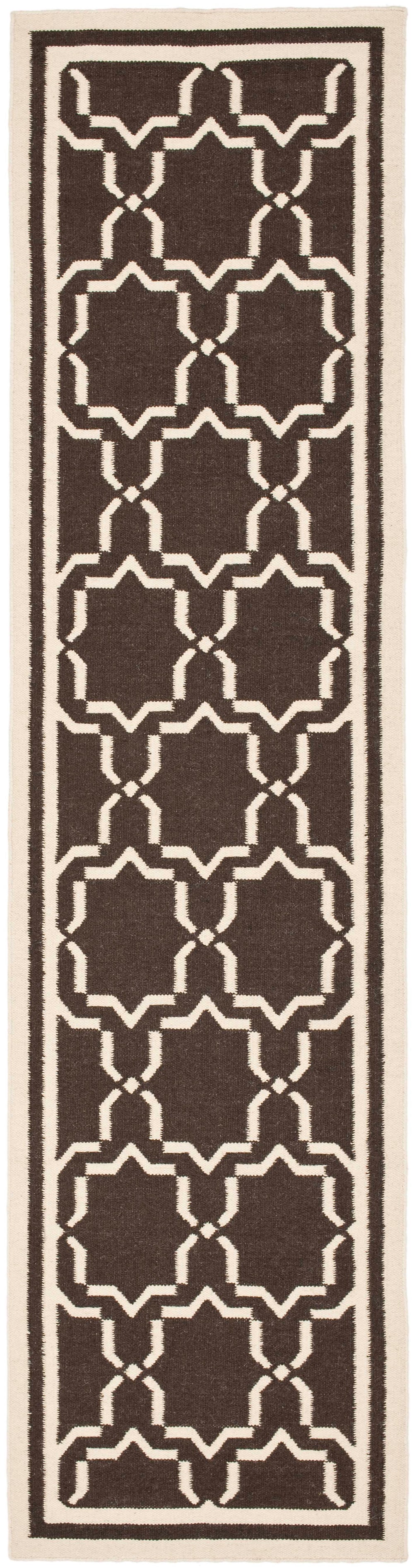 Safavieh Dhurries 545a Chocolate Ivory Chocolate ,Ivory 80% Wool,20% Cotton Dhu545a-2