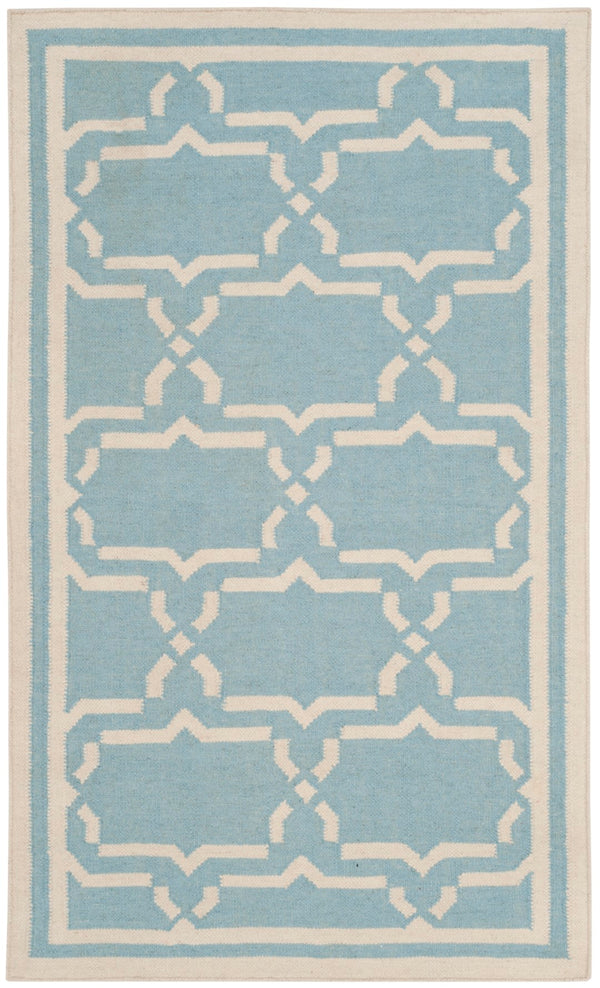 Safavieh Dhurries 545 Hand Woven Flat Weave  Rug Light Blue / Ivory DHU545B-3