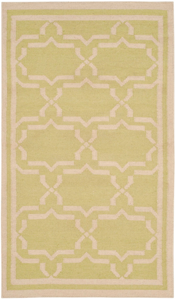 Safavieh Dhurries 545 Hand Woven Flat Weave  Rug Light Green / Ivory DHU545C-3