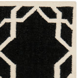 Safavieh Dhurries 548 Hand Woven Flat Weave  Rug Black / Ivory DHU548L-3