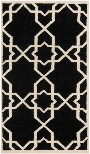 Safavieh Dhurries 548 Hand Woven Flat Weave  Rug Black / Ivory DHU548L-3