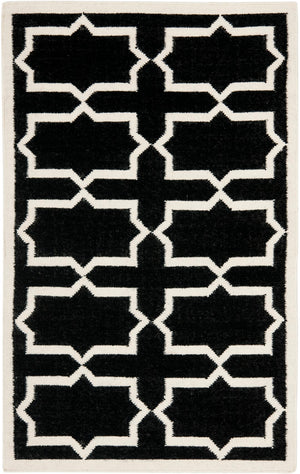 Safavieh Dhurries 549 Hand Woven Flat Weave  Rug Black / Ivory DHU549L-3