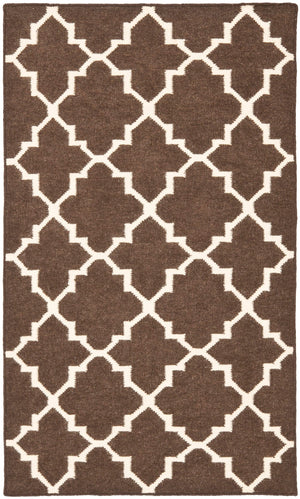 Safavieh Dhurries 554 Hand Woven Flat Weave  Rug Brown / Ivory DHU554C-3