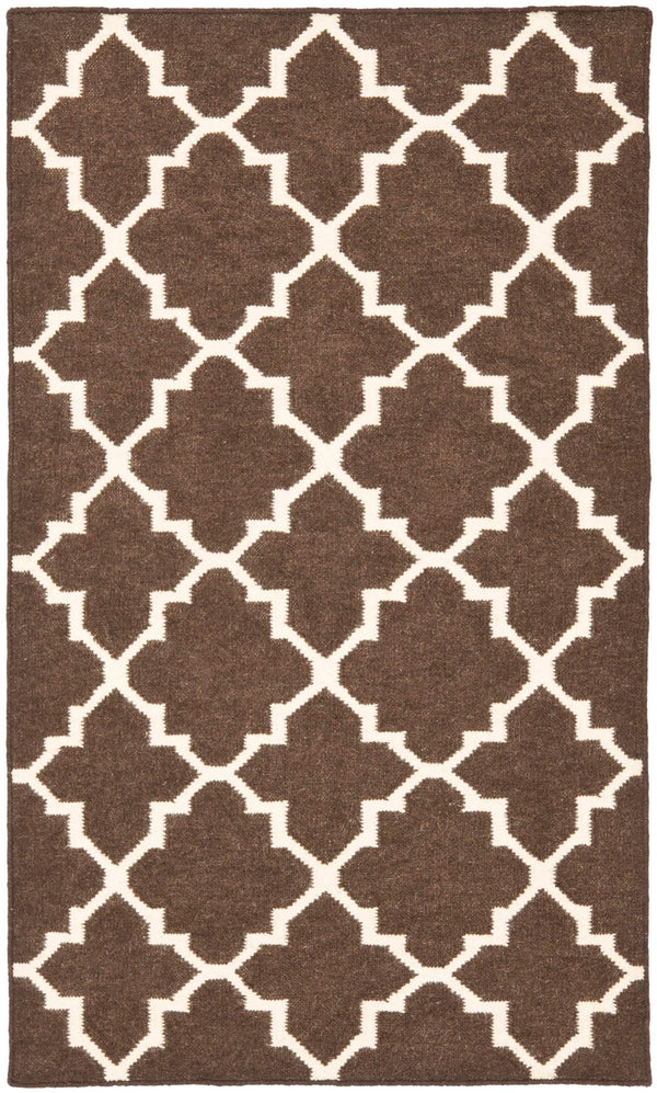 Safavieh Dhurries 554 Hand Woven Flat Weave  Rug Brown / Ivory DHU554C-3