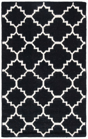 Safavieh Dhurries 554 Hand Woven Flat Weave  Rug Black / Ivory DHU554L-3