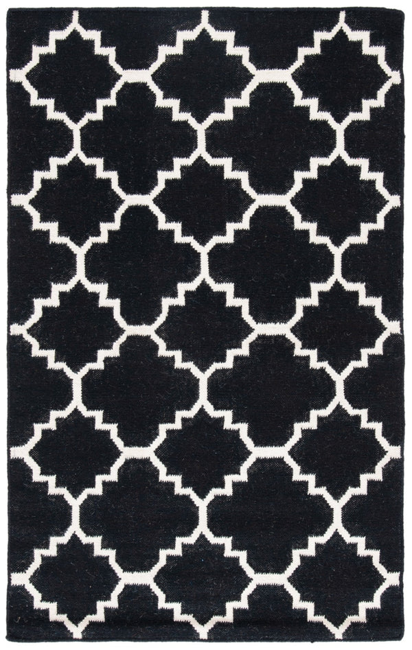 Safavieh Dhurries 554 Hand Woven Flat Weave  Rug Black / Ivory DHU554L-3