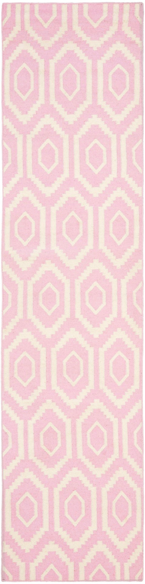 Safavieh Dhurries Handcrafted Wool And Cotton Area Rug With Geometric Design For Timeless Elegance In Home Pink ,Ivory 80% Wool,20% Cotton Dhu556c-26