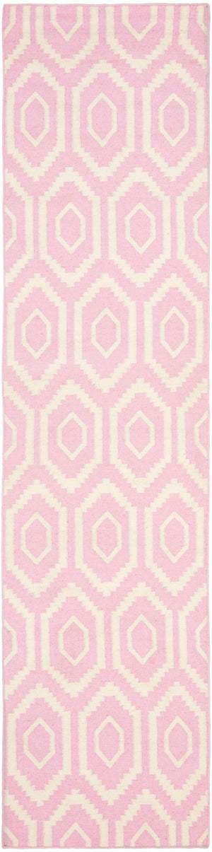 Safavieh Dhurries Handcrafted Wool And Cotton Area Rug With Geometric Design For Timeless Elegance In Home Pink ,Ivory 80% Wool,20% Cotton Dhu556c-26