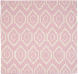 Safavieh Dhurries Handcrafted Wool And Cotton Area Rug With Geometric Design For Timeless Elegance In Home Pink ,Ivory 80% Wool,20% Cotton Dhu556c-26