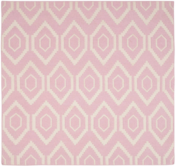Safavieh Dhurries Handcrafted Wool And Cotton Area Rug With Geometric Design For Timeless Elegance In Home Pink ,Ivory 80% Wool,20% Cotton Dhu556c-26
